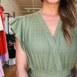 Callie Linen Romper - Olive - Elle Maxine
