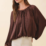 Cambria Bubble Hem Blouse - Elle Maxine