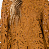 Caramel Damask Lace Dress - Elle Maxine