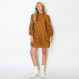 Caramel Damask Lace Dress - Elle Maxine