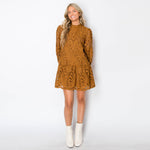 Caramel Damask Lace Dress - Elle Maxine