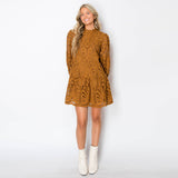Caramel Damask Lace Dress - Elle Maxine