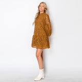 Caramel Damask Lace Dress - Elle Maxine