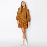 Caramel Damask Lace Dress - Elle Maxine