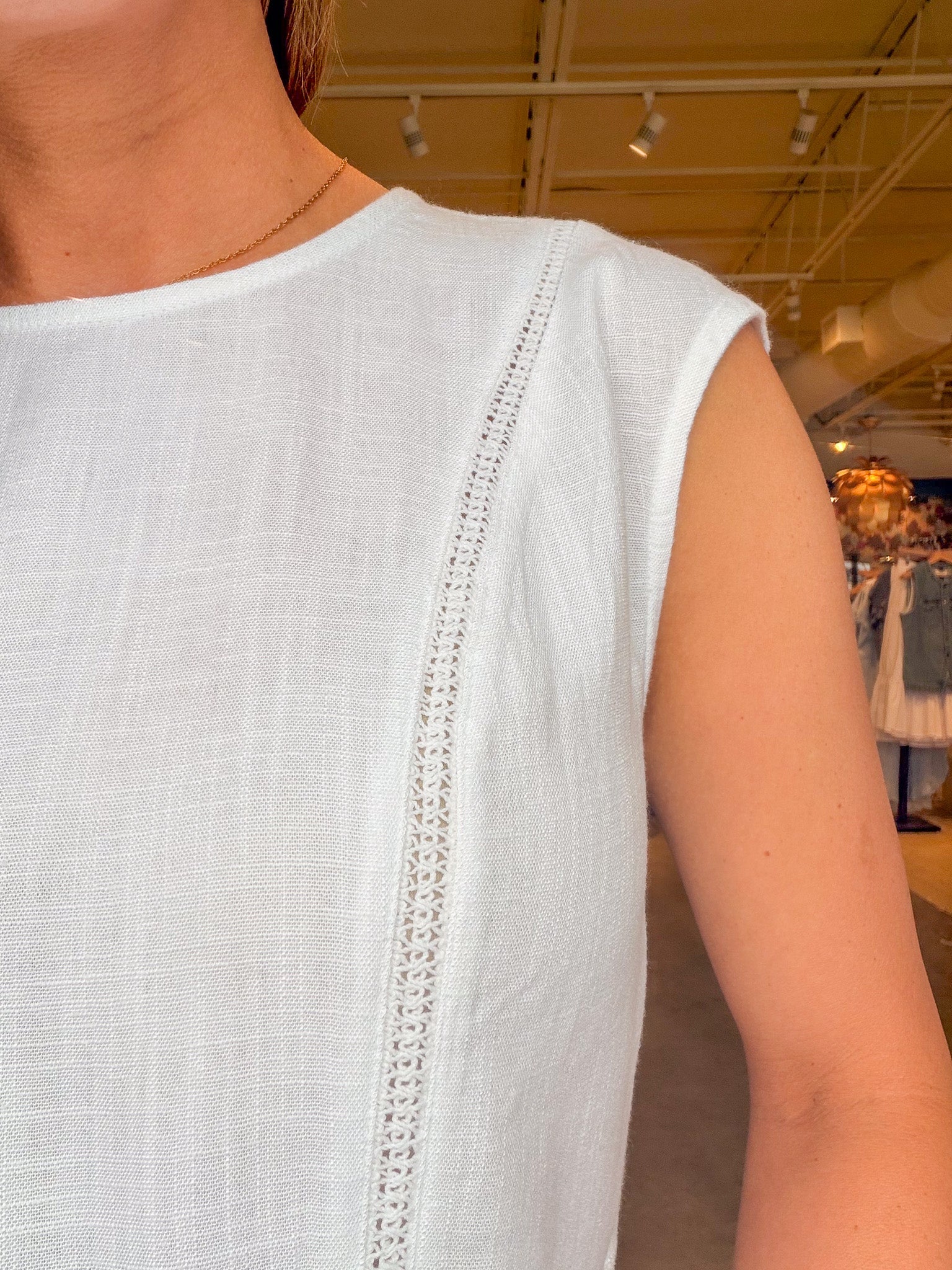 Carly Crochet Tank - White - Elle Maxine