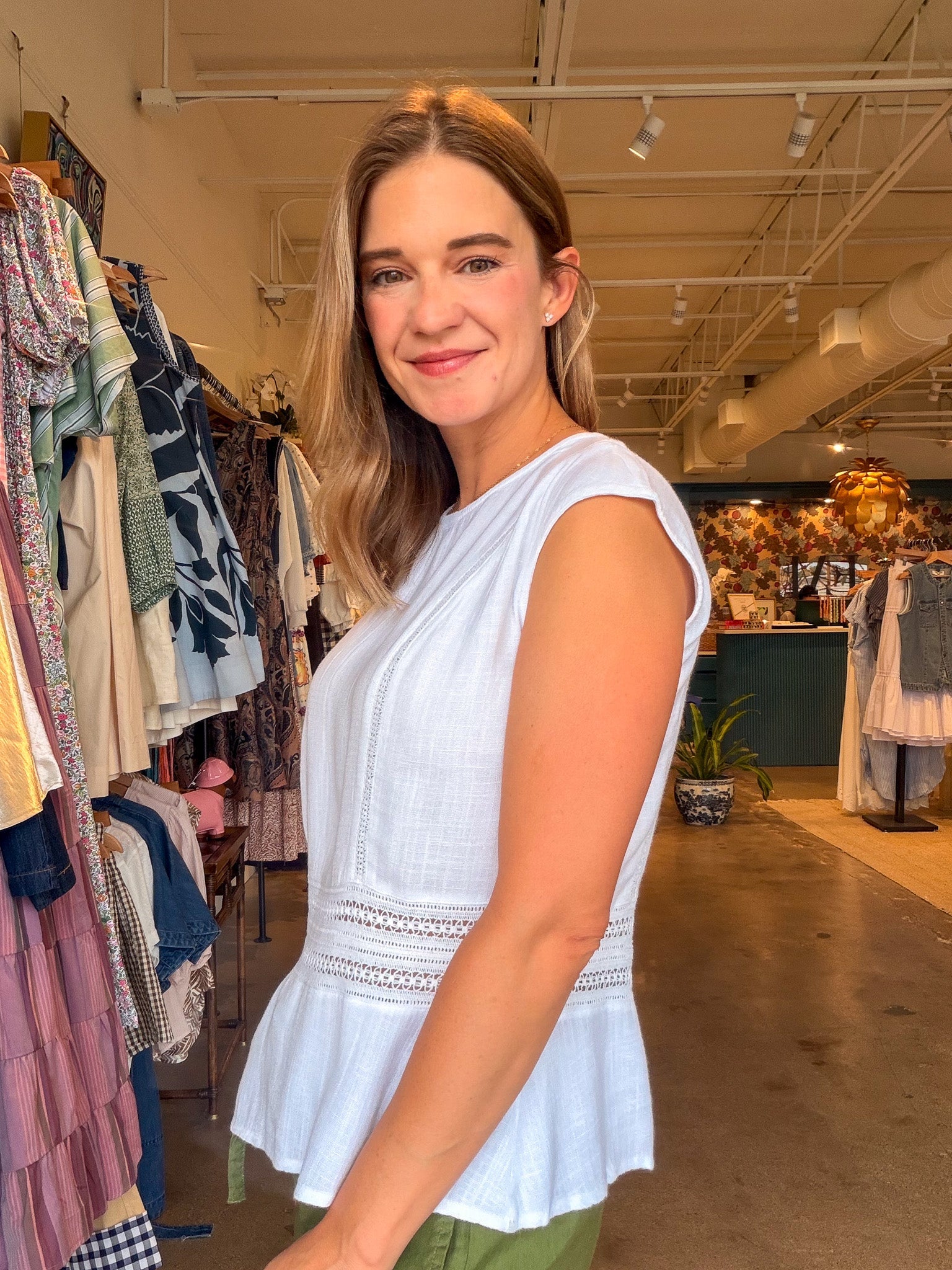 Carly Crochet Tank - White - Elle Maxine