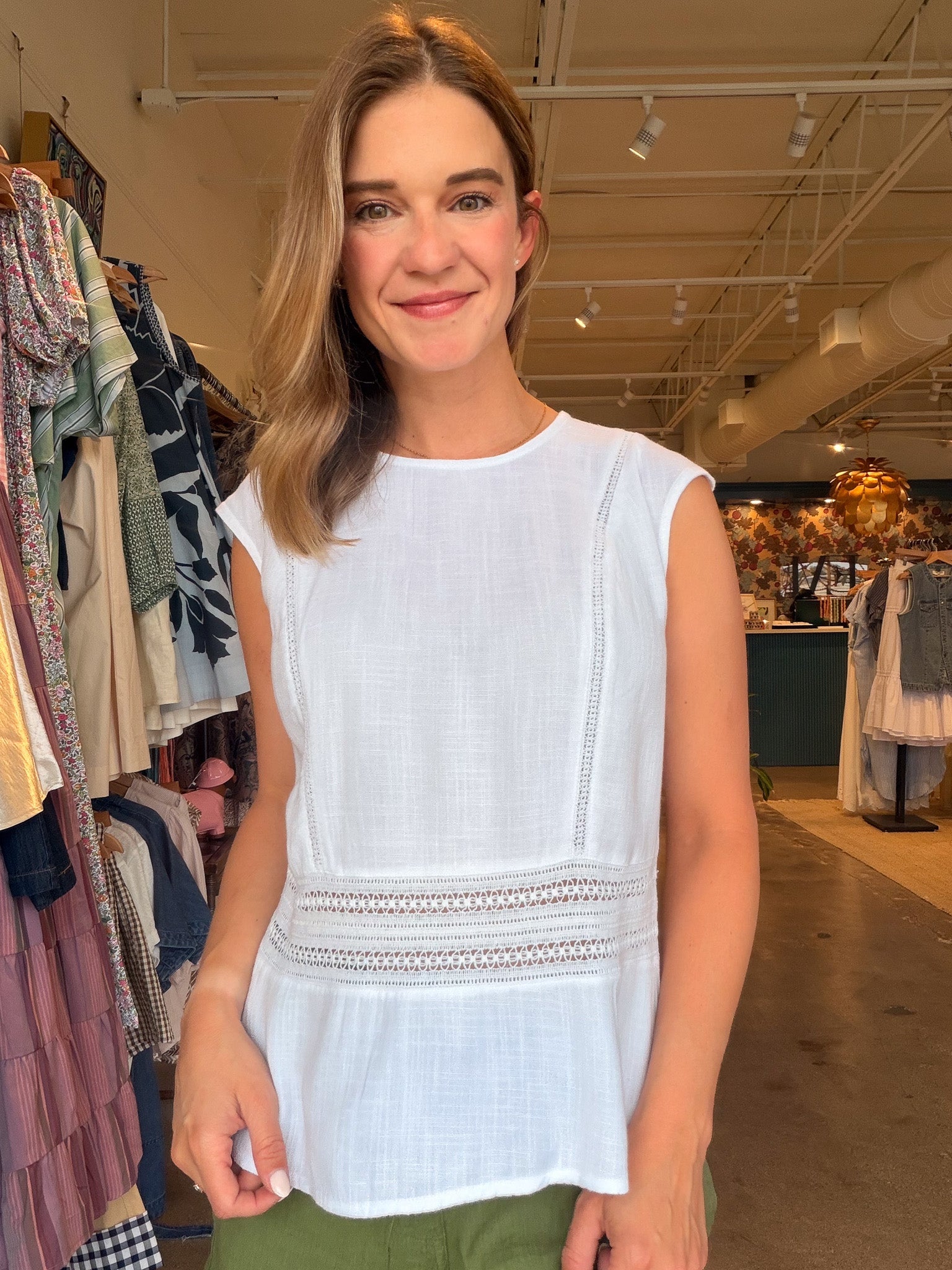 Carly Crochet Tank - White - Elle Maxine