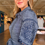 Caroline Embroidered Tie Waist Dress - Elle Maxine