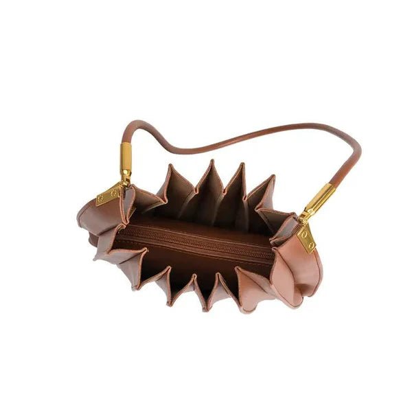 Carrie Pleated Bag - Saddle - Elle Maxine