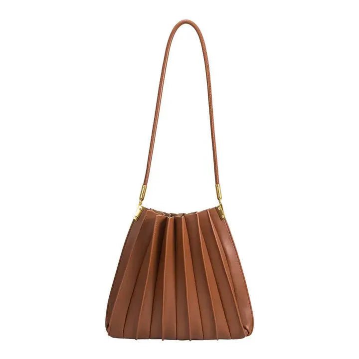 Carrie Pleated Bag - Saddle - Elle Maxine