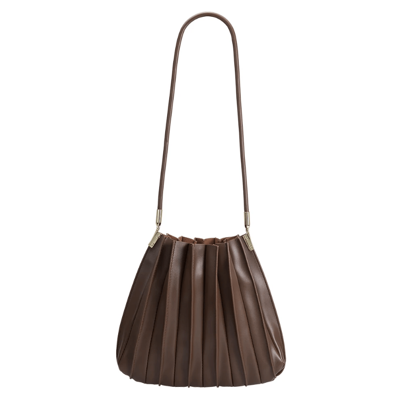 Carrie Pleated Shoulder Bag - Chocolate - Elle Maxine