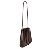 Carrie Pleated Shoulder Bag - Chocolate - Elle Maxine