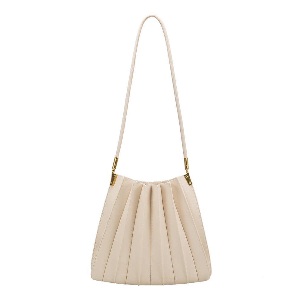 Carrie Pleated Shoulder Bag - Ivory - Elle Maxine