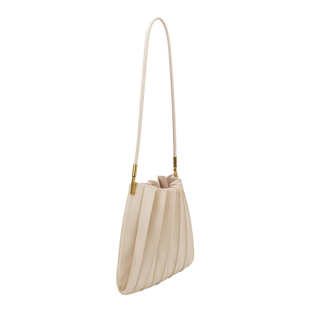 Carrie Pleated Shoulder Bag - Ivory - Elle Maxine