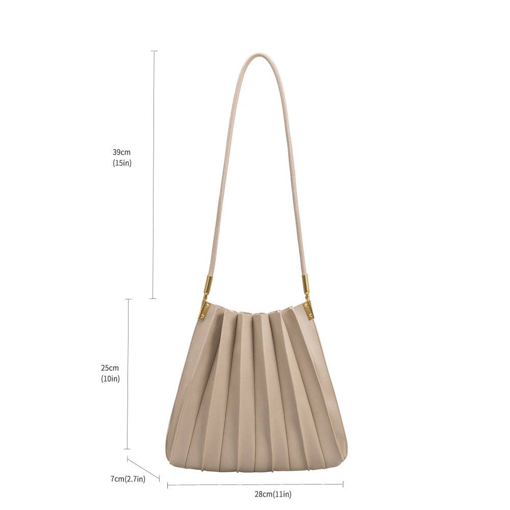 Carrie Pleated shoulder Bag - Mushroom - Elle Maxine