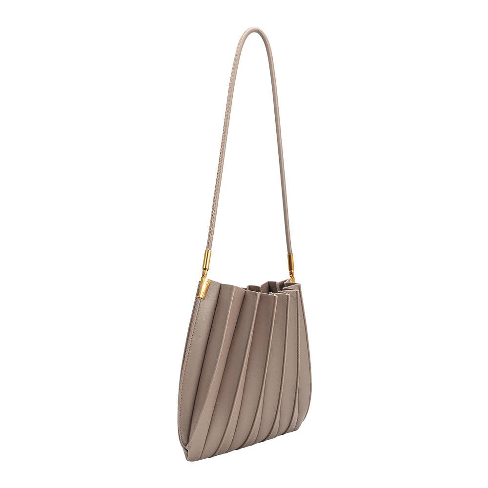 Carrie Pleated shoulder Bag - Mushroom - Elle Maxine