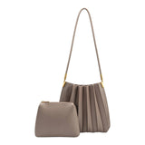 Carrie Pleated shoulder Bag - Mushroom - Elle Maxine