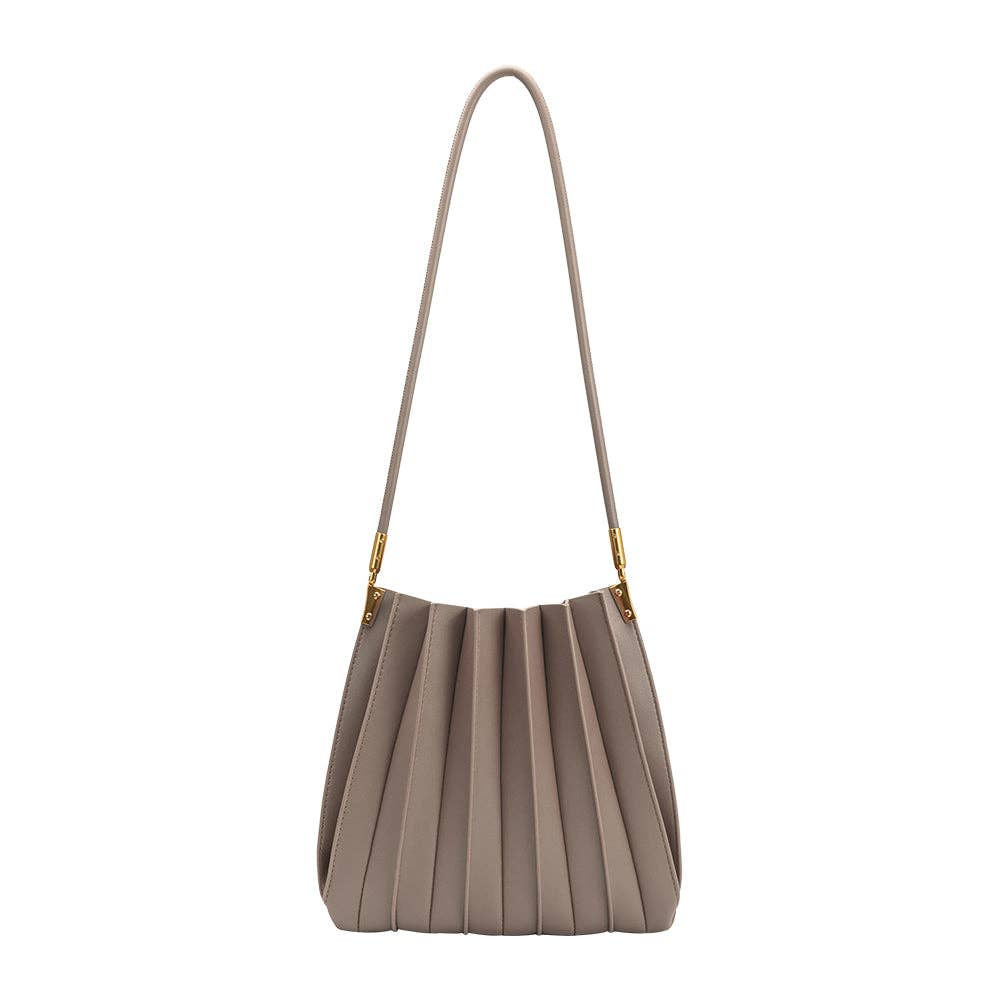 Carrie Pleated shoulder Bag - Mushroom - Elle Maxine