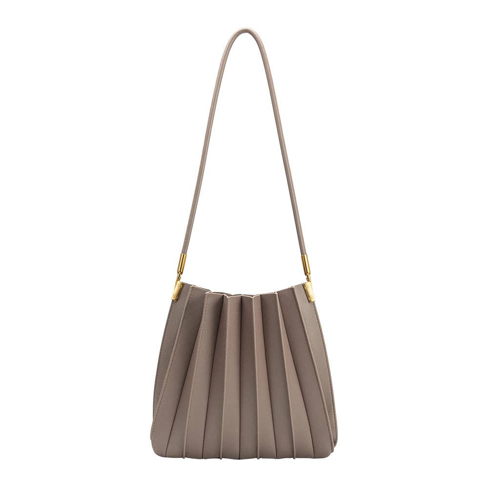 Carrie Pleated shoulder Bag - Mushroom - Elle Maxine