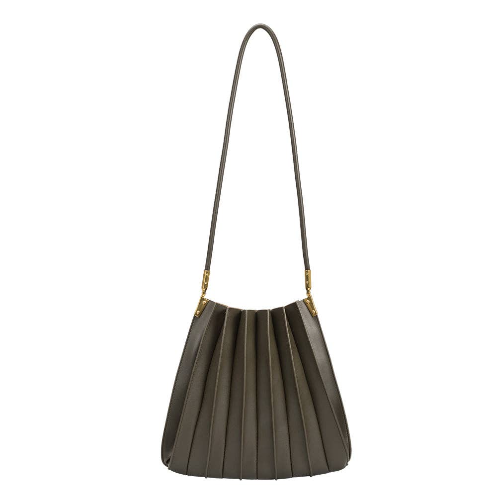 Carrie Pleated Shoulder Bag - Olive - Elle Maxine
