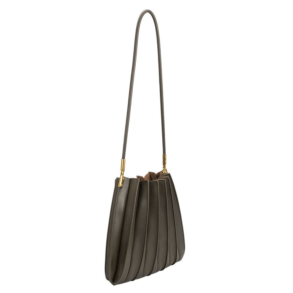 Carrie Pleated Shoulder Bag - Olive - Elle Maxine