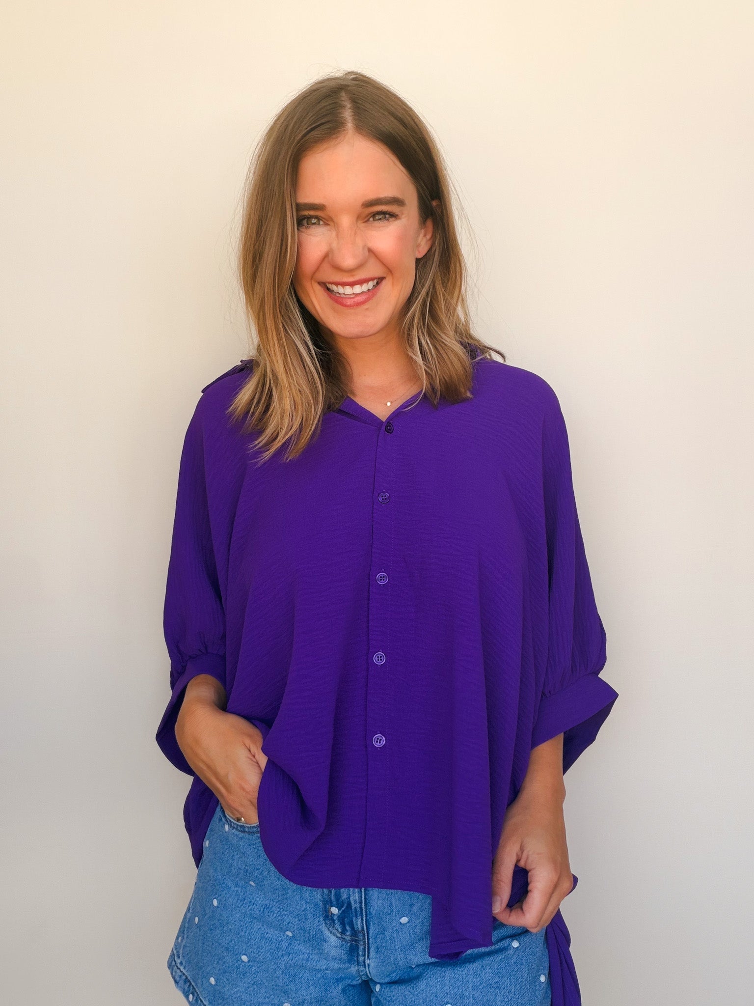 Carter Oversized Button Down Top - Elle Maxine