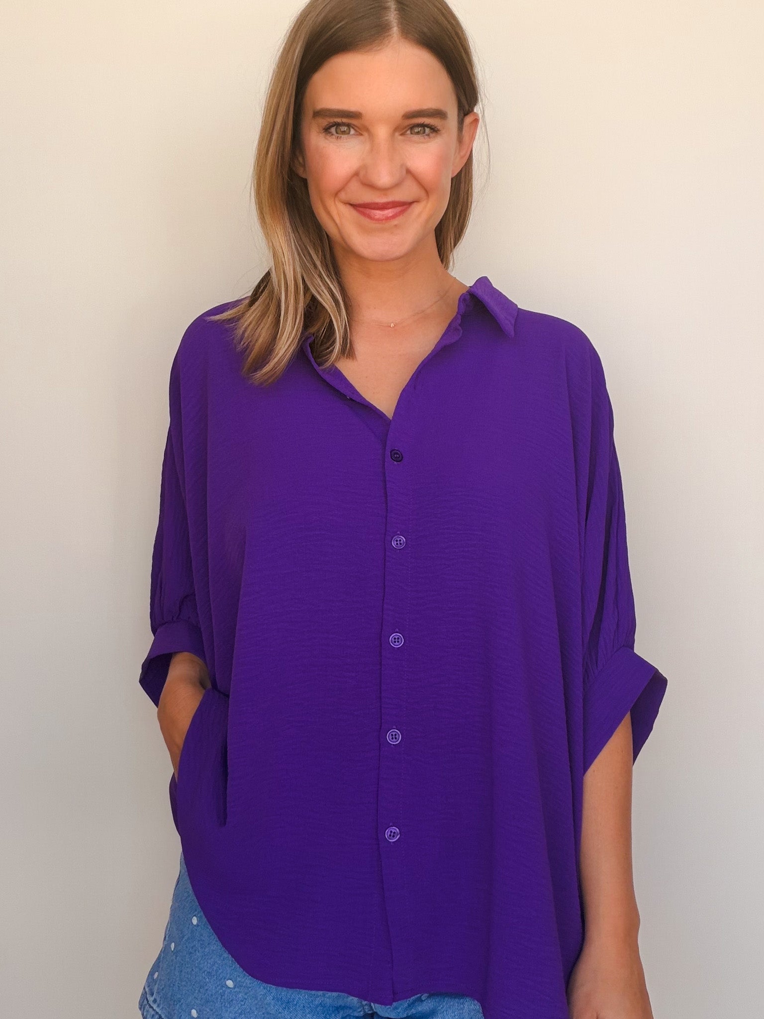 Carter Oversized Button Down Top - Elle Maxine