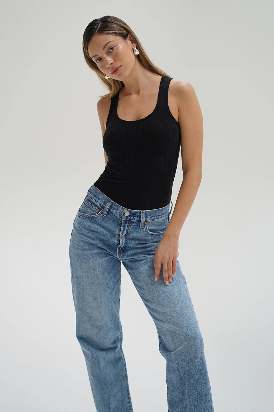 Casen Ribbed Tank - Black - Elle Maxine