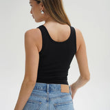 Casen Ribbed Tank - Black - Elle Maxine