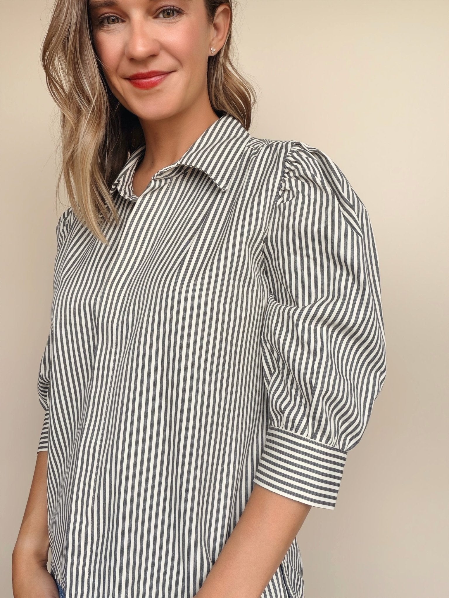 Cate Ruched Sleeve Top - Elle Maxine