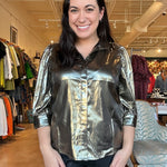 Cate Ruched Sleeve Top - Liquid Metallic - Elle Maxine