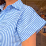 Catherine Midi Shirt Dress - Blue Stripe - Elle Maxine