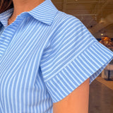 Catherine Midi Shirt Dress - Blue Stripe - Elle Maxine