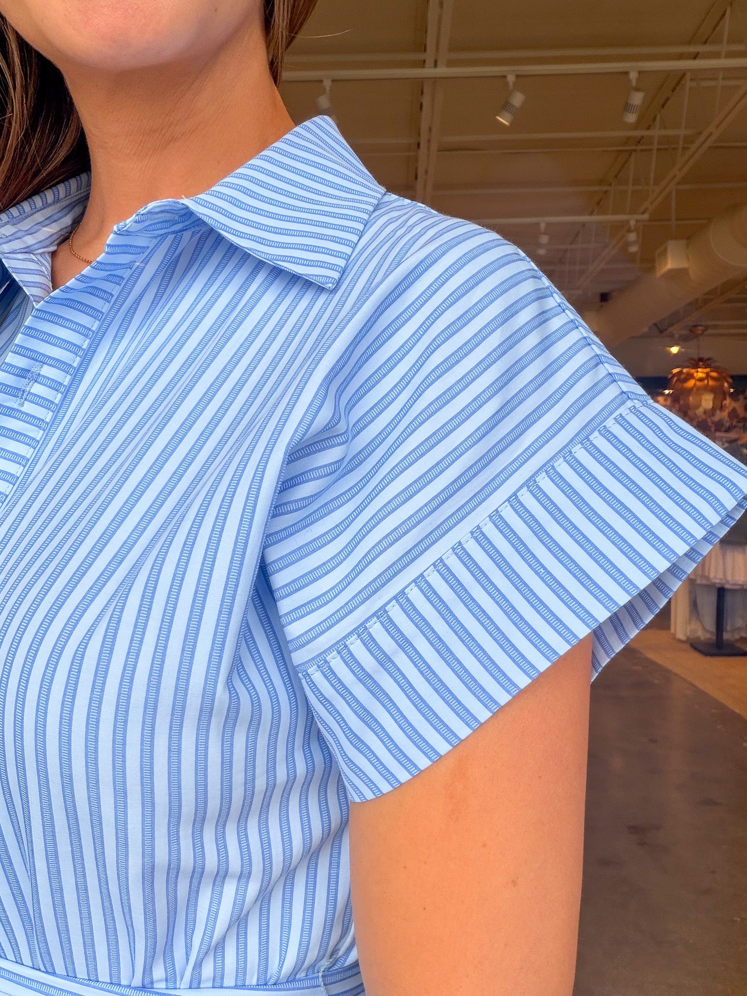 Catherine Midi Shirt Dress - Blue Stripe - Elle Maxine