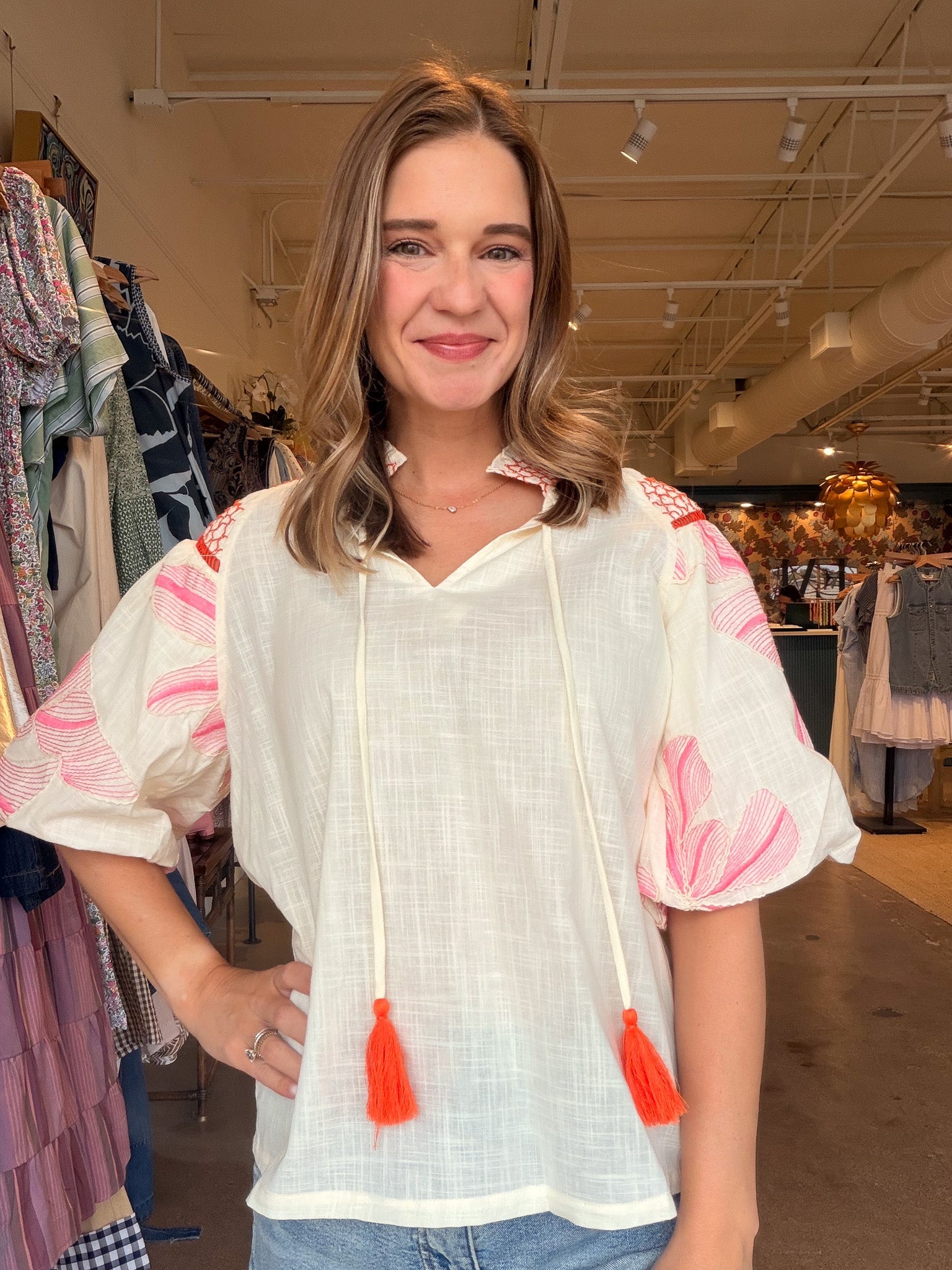 Cecily Smocked Floral Puff Sleeve Top - Elle Maxine