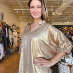 Celia Collared Blouse - Gold - Elle Maxine