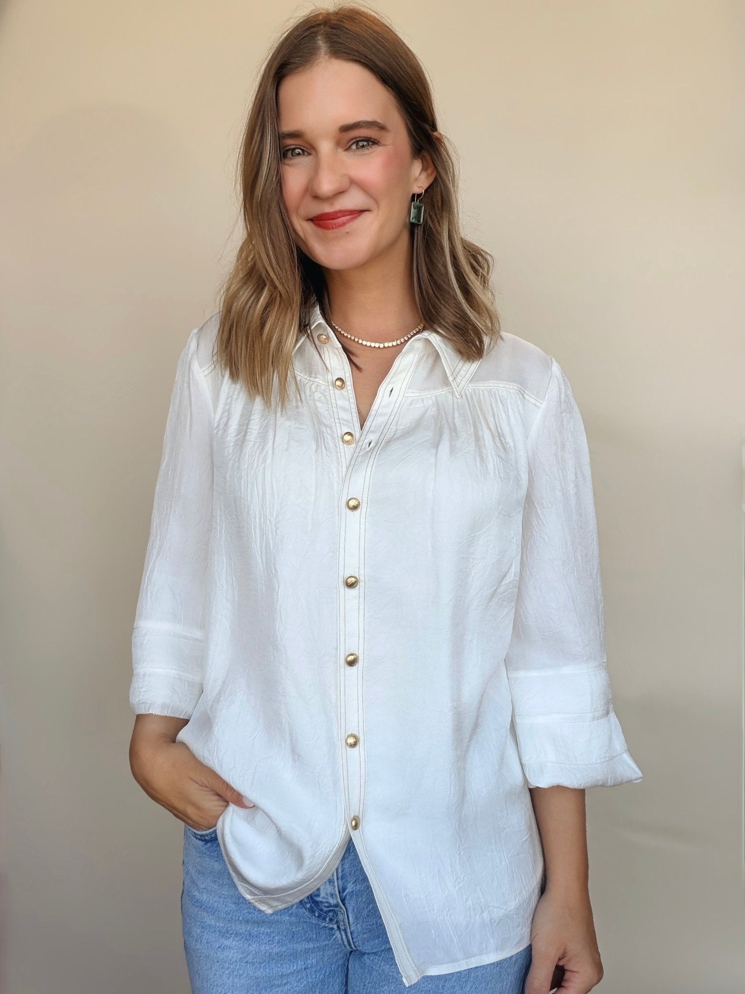 Celine Contrast Stitch Blouse - Elle Maxine