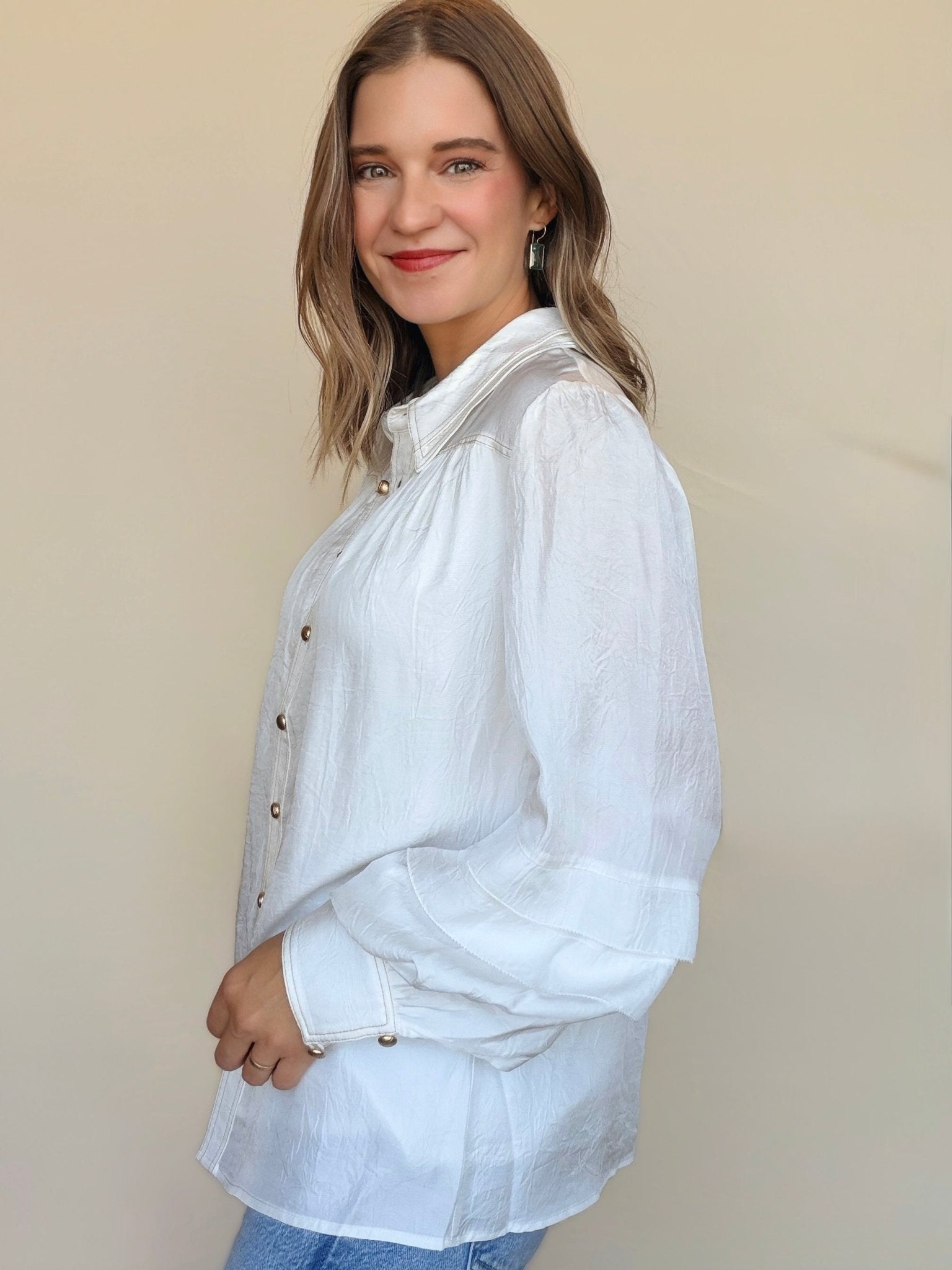 Celine Contrast Stitch Blouse - Elle Maxine
