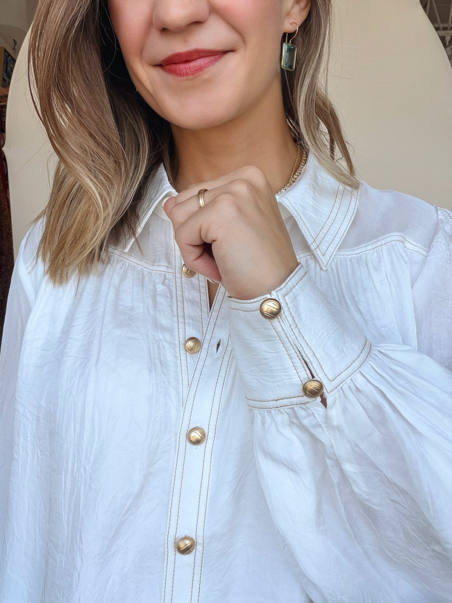 Celine Contrast Stitch Blouse - Elle Maxine