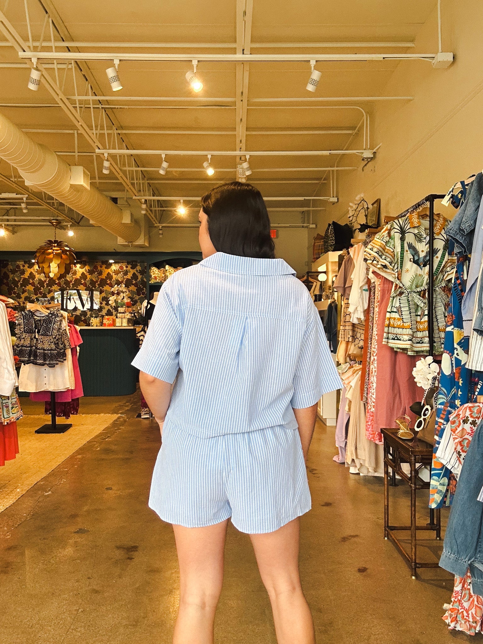 Cerulean Stripe Shorts - Elle Maxine
