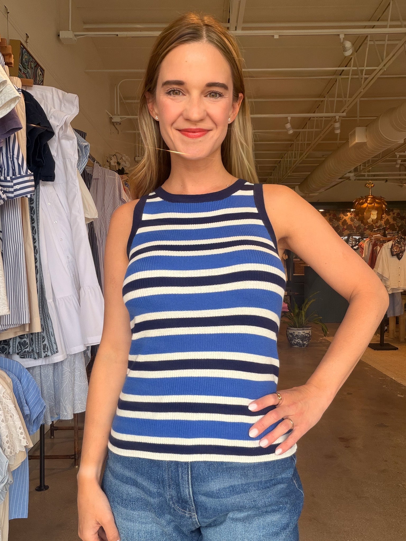 Ceruleen Stripe Tank Top - Elle Maxine