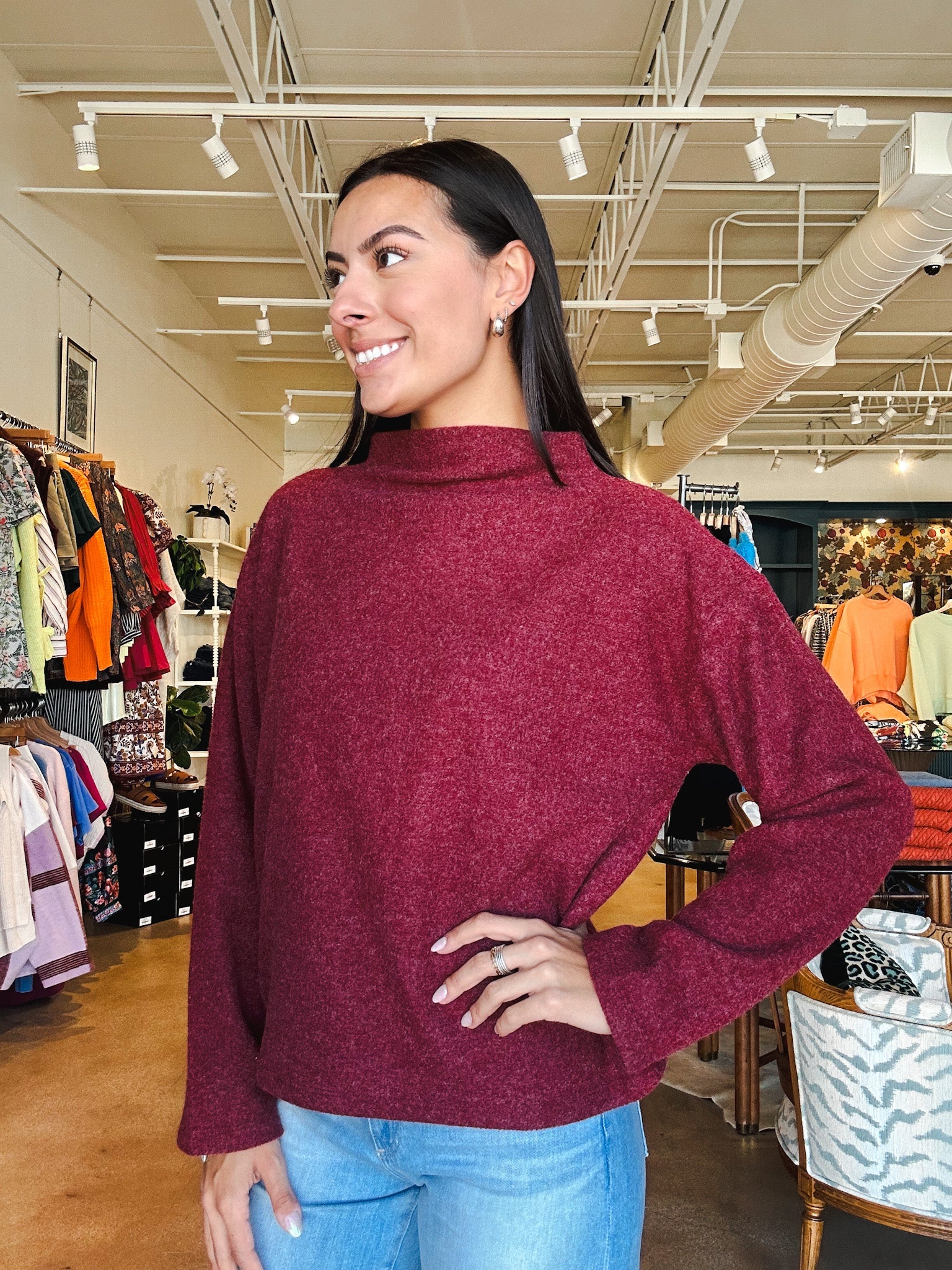 Change of Pace Sweater - Crimson - Elle Maxine