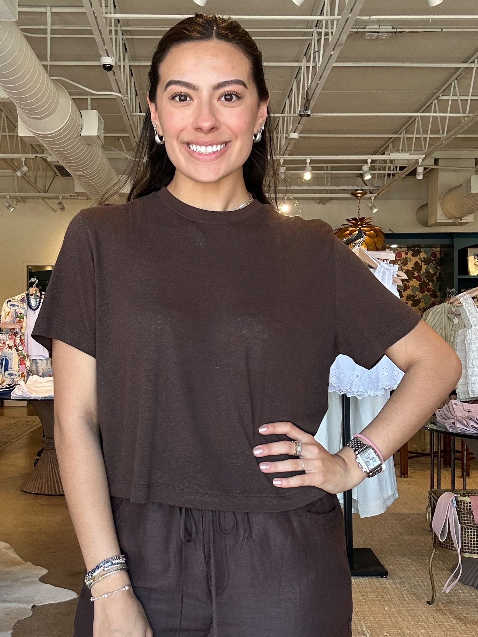 Charli Crew Tee - Oak Barrel - Elle Maxine