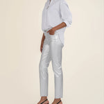 Charlize Cigarette Pants - Silver (coated) - Elle Maxine