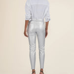 Charlize Cigarette Pants - Silver (coated) - Elle Maxine