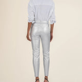 Charlize Cigarette Pants - Silver (coated) - Elle Maxine