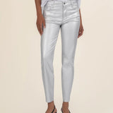 Charlize Cigarette Pants - Silver (coated) - Elle Maxine