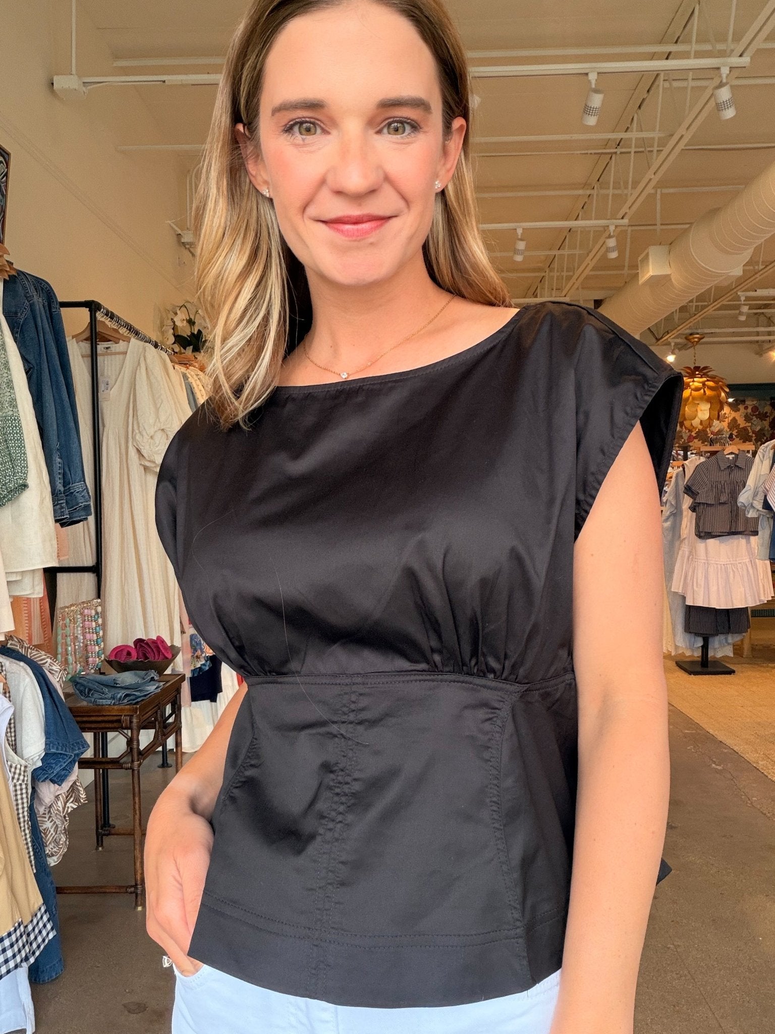Charlotte Boat Neck Peplum Top - Elle Maxine