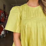 Chelsea Pleated Top - Lime - Elle Maxine