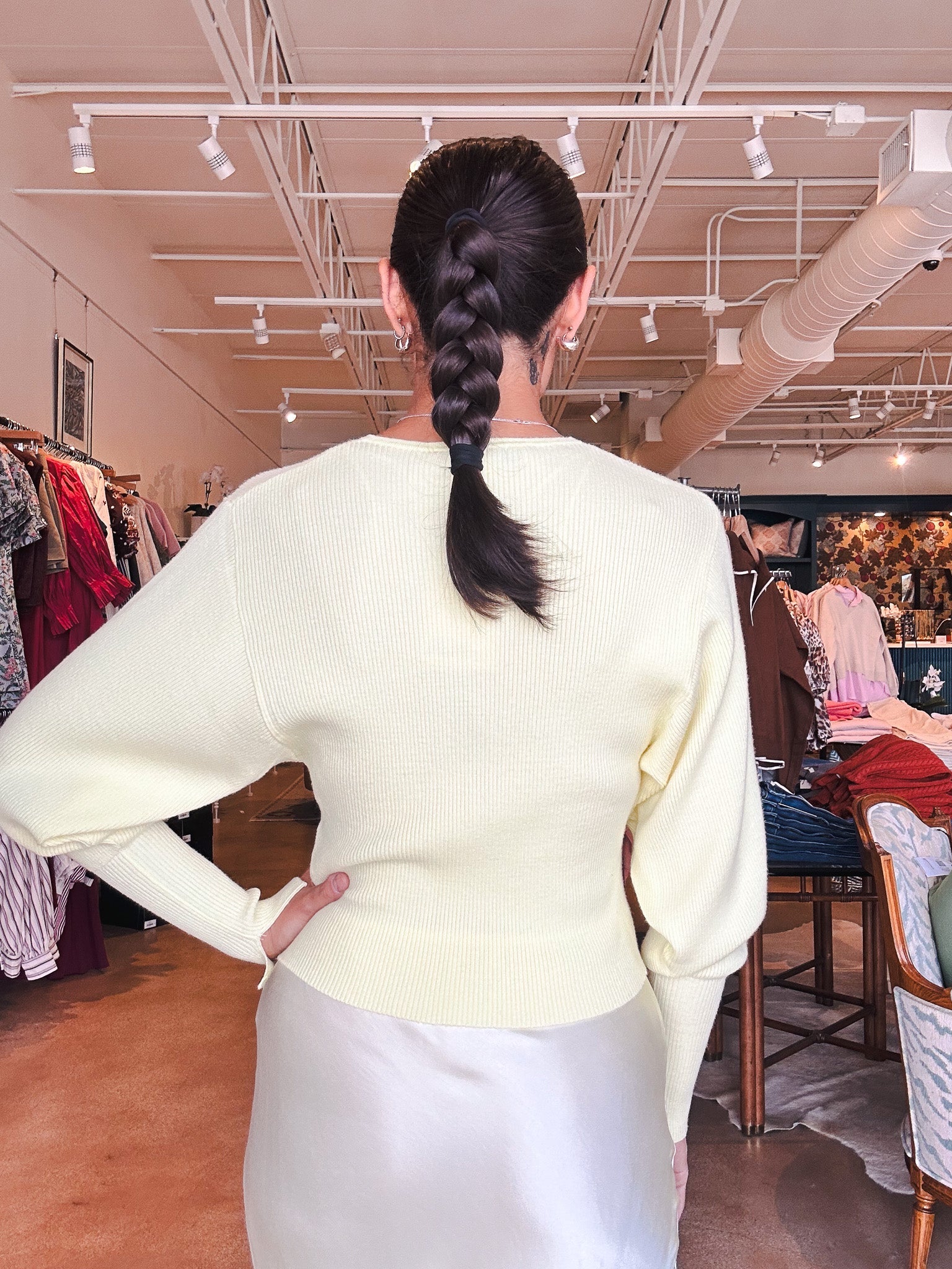 Chenoa Ribbed Cardigan - Butter - Elle Maxine